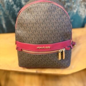 Michael Kors Brown and Pink Women's Backpack